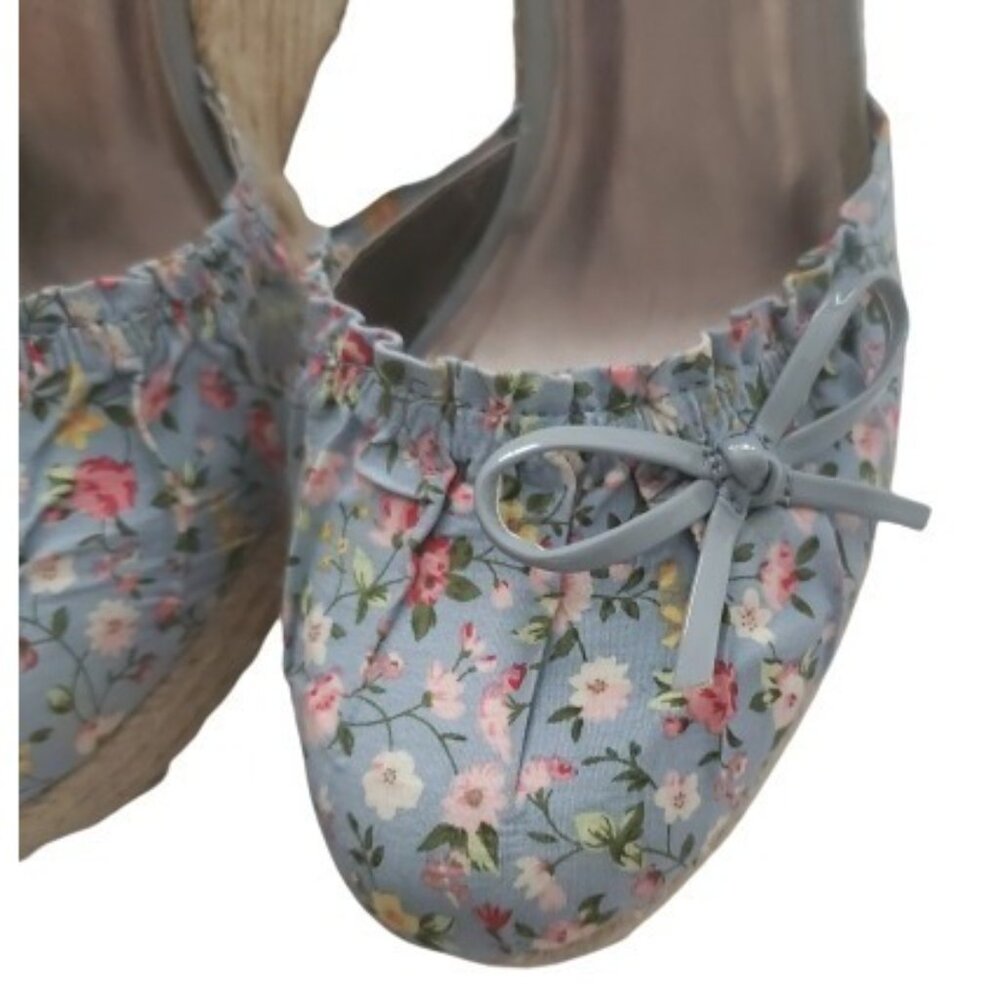 Hot Tomato Women's Daisy Calico Floral Lolita Bow Platform Wedge Sandals Size 8M - Picture 5 of 12